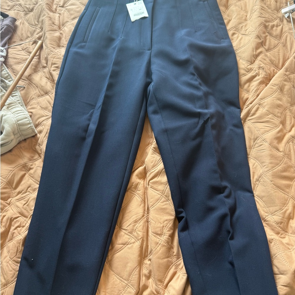 ZARA Navy Blue Tailored Trousers